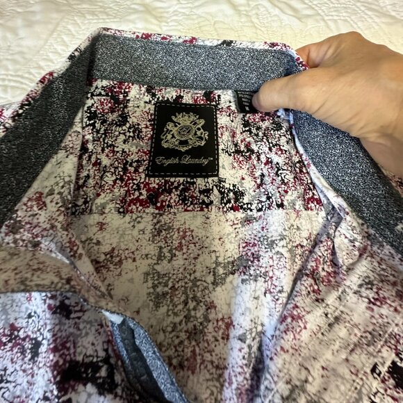 English Laundry Men's Black, Maroon, Gray and White Medium Dress Shirt - 013 - Picture 2 of 7